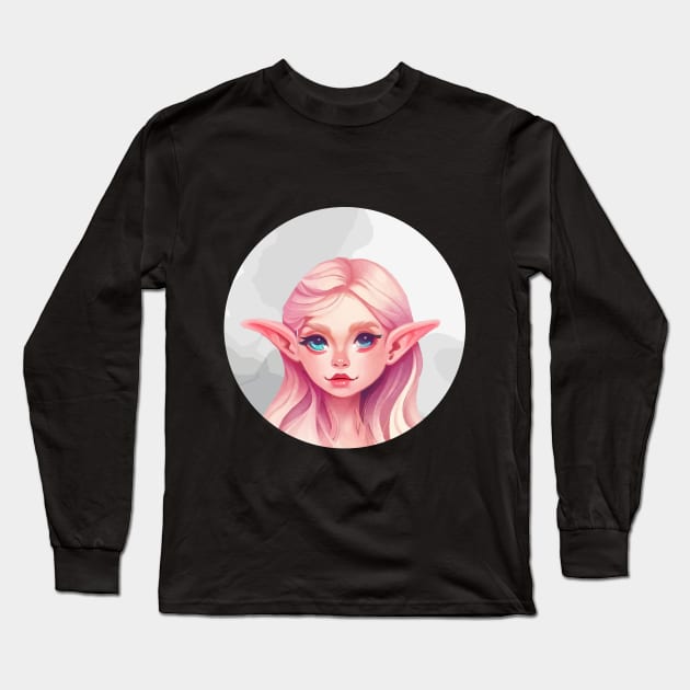 Cute fairy girl elf on a watercolor background Long Sleeve T-Shirt by irinakeltart